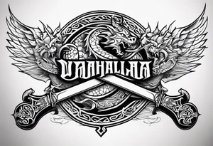 Valhalla  dragon sword tattoo idea