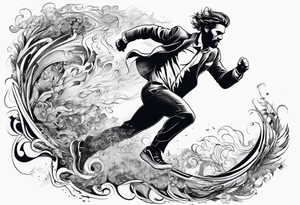 Man running from death, while also running towards death tattoo idea