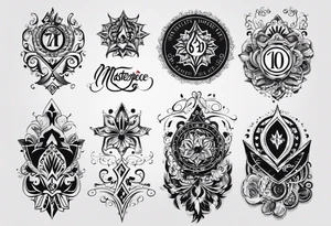 numbers combined- 08.15.1966, 07.17.1974, 03.03.1992, 02.11.2008 and 02.02.2006 tattoo idea