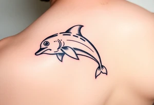 Cartoon dolphin on a fishing hook tattoo idea