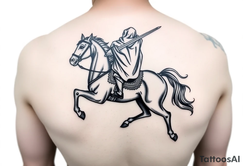 Arabian on a horse with a sword tattoo idea
