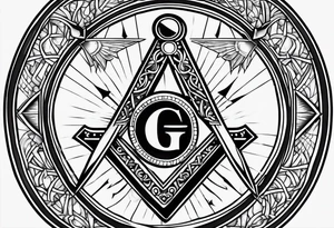 masonic square and compass, knight templar crown, cryptic mason trowel and board tattoo idea