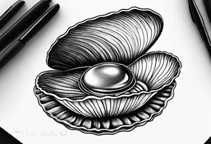 clam shell open with an pearl inside underwater looking gorgeous tattoo idea