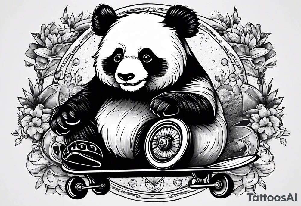 panda on a skatebord tattoo idea