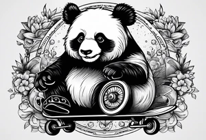 panda on a skatebord tattoo idea
