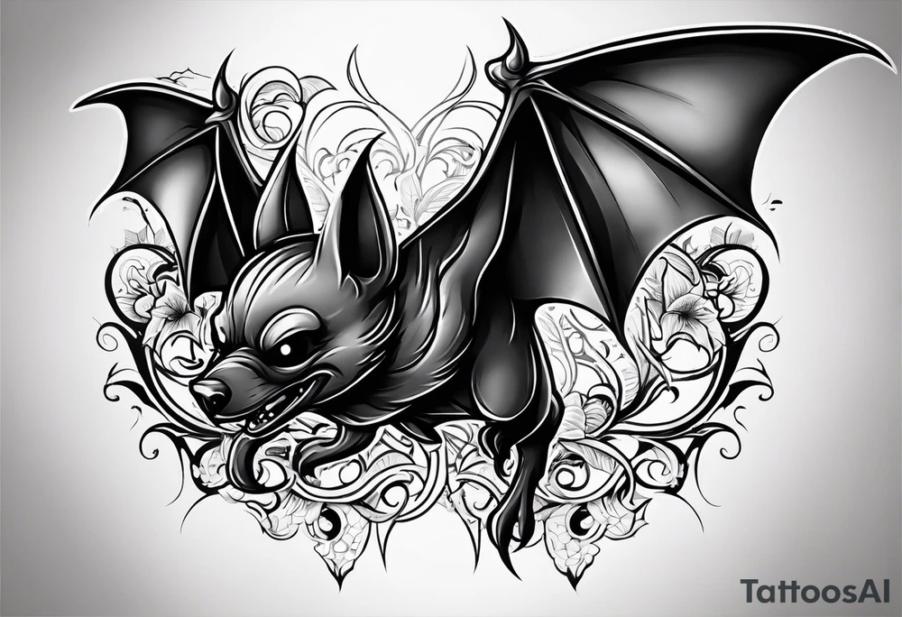 Black bat drawing tattoo idea