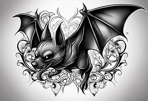 Black bat drawing tattoo idea