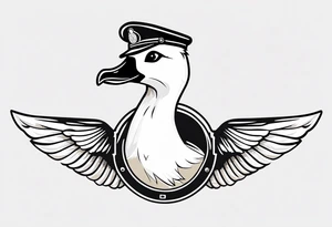 A silly goose dressed as an aviator tattoo idea