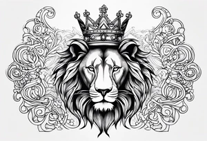 Long Lion crown cross tattoo idea