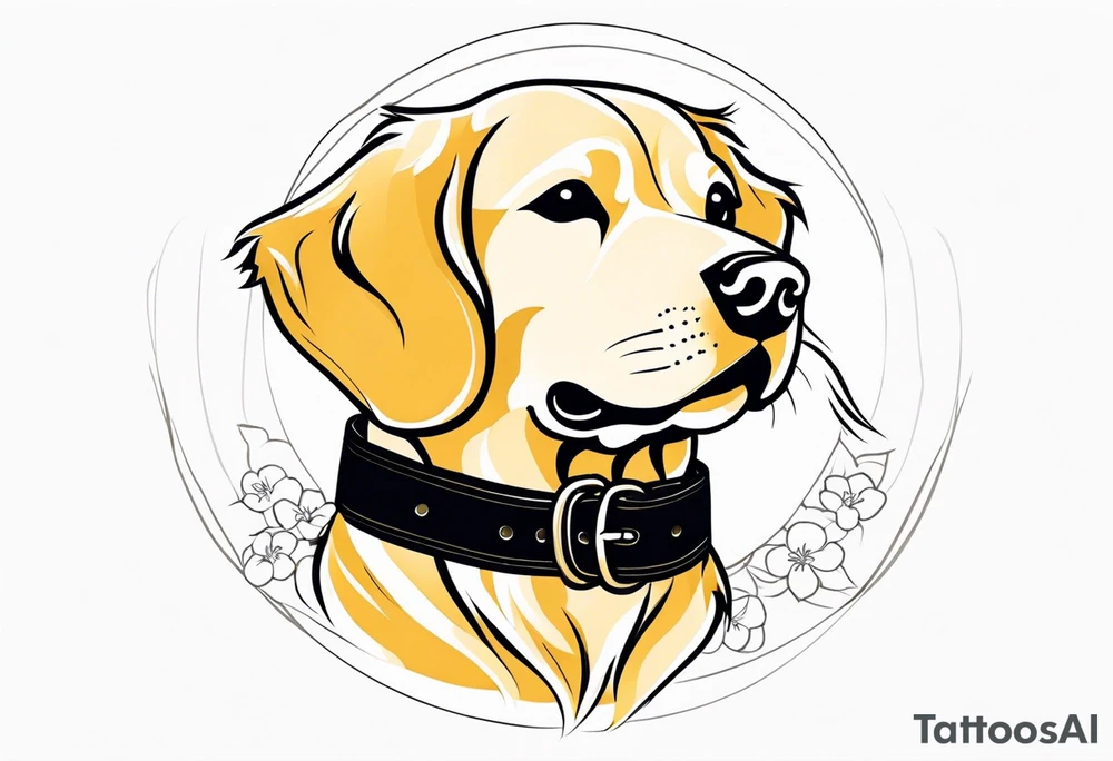 a golden retriever in a kimono with a black belt tattoo idea