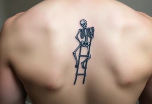 skeleton clibing up a rope ladder on forearm tattoo idea
