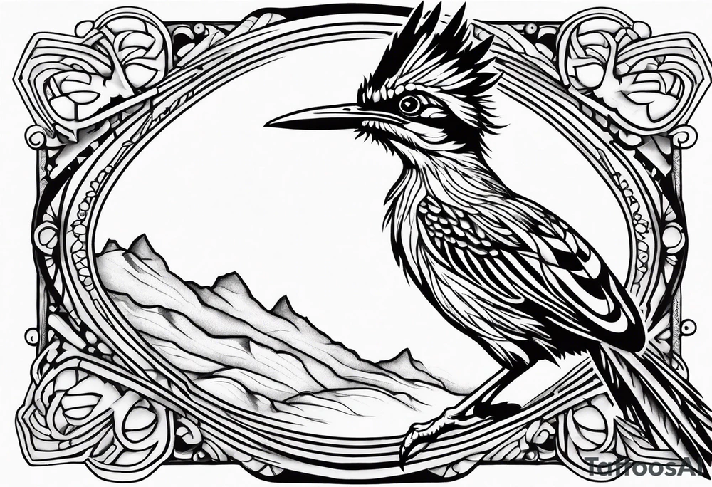 Traditional roadrunner running tattoo idea