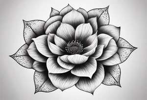 Design a minimalist floral tattoo featuring a single, graceful flower with intricate petal details in black ink tattoo idea