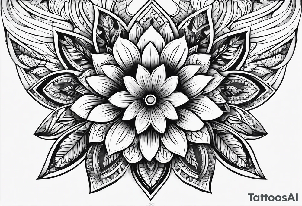 floral geometric shaped into a point tattoo idea