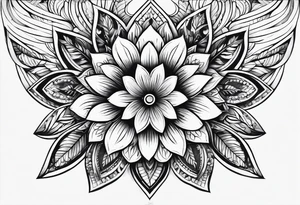 floral geometric shaped into a point tattoo idea