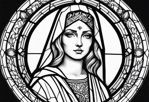 stained glass female saint tattoo idea