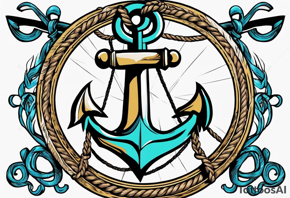 old school anchor with rope wrapped around anchor and banner across anchor tattoo idea