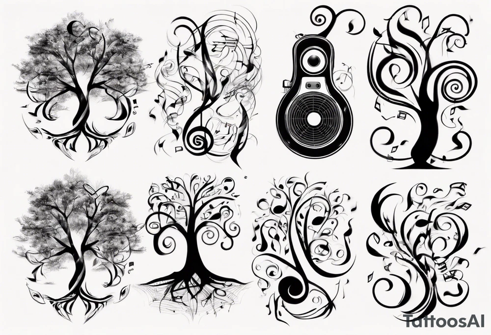 music speaker note tree stave notes tattoo idea