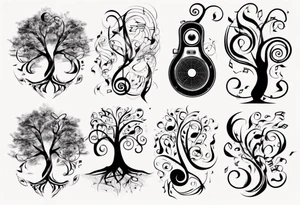 music speaker note tree stave notes tattoo idea