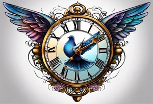 sunlight, dove, clock, tattoo idea