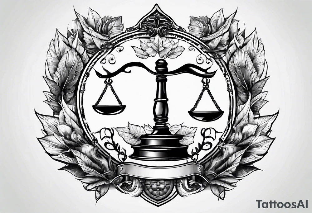 justice emblem with knife and scale tattoo idea