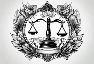 justice emblem with knife and scale tattoo idea