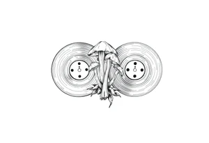 two vinyl records with mushrooms tattoo idea