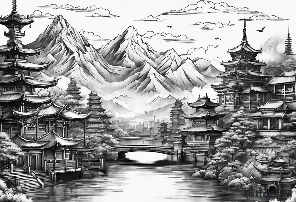 Skyline Black and white more aggressive tattoo idea