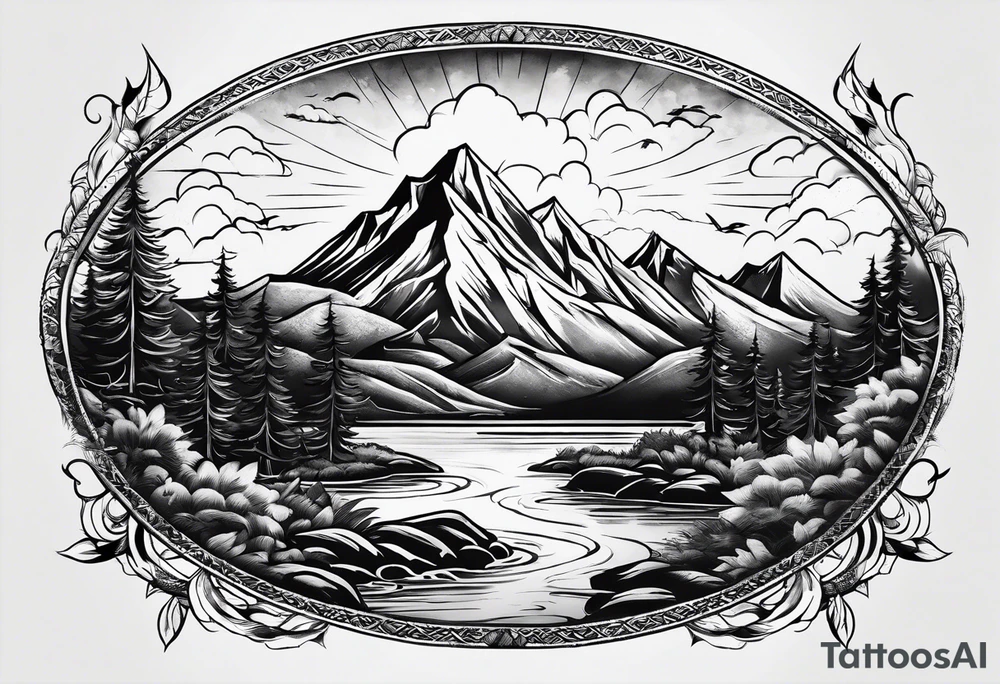 Wilderness mountains tattoo idea