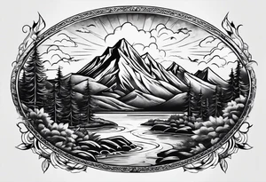 Wilderness mountains tattoo idea