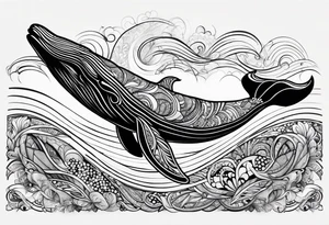 Hawaiian whale breaching paisley tattoo idea