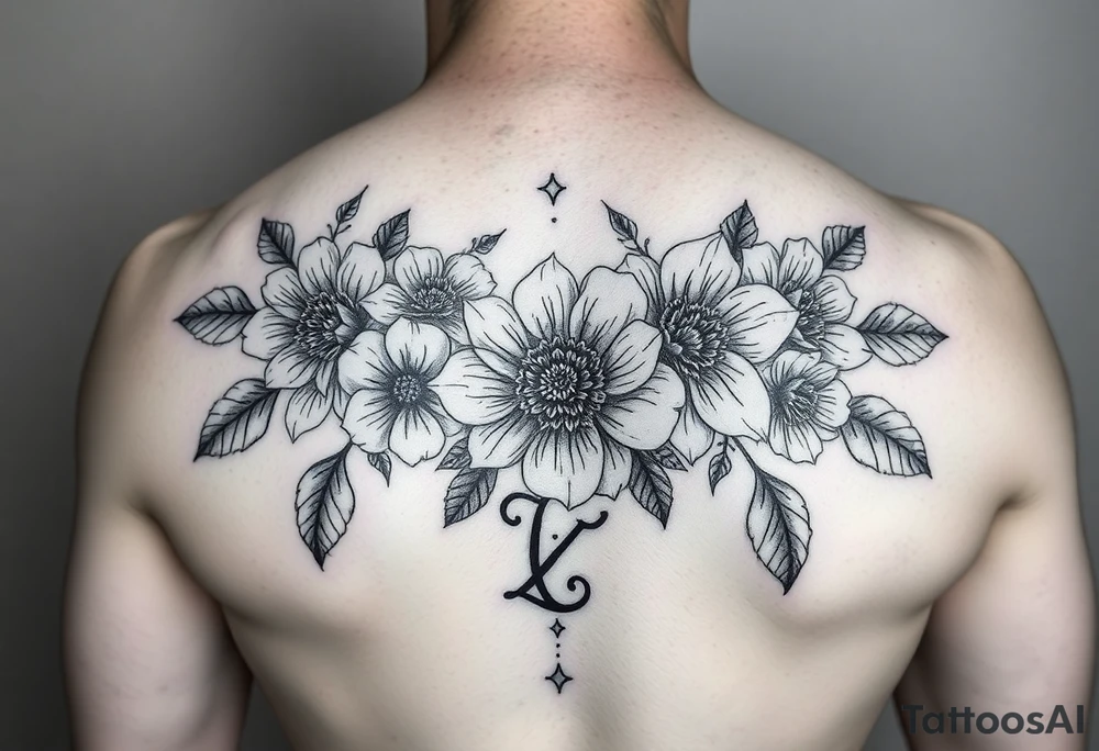 Pretty flowers with 8/20/65 included and leo sign tattoo idea