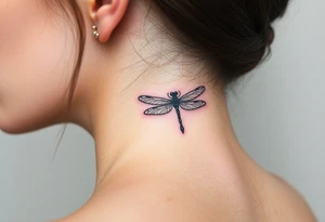 powerful, simple, and amazing dragonfly behind my ear tattoo that represents change, freedom an tattoo idea