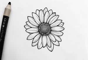 Fine line daisy tattoo idea