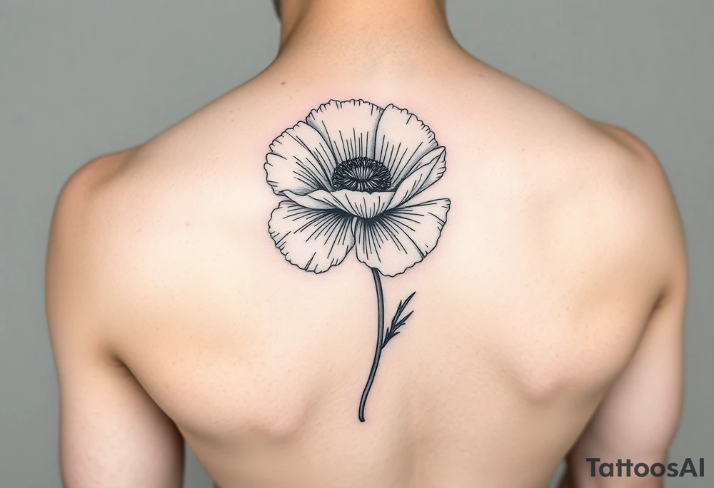 Poppy flower small fine line spine tattoo tattoo idea