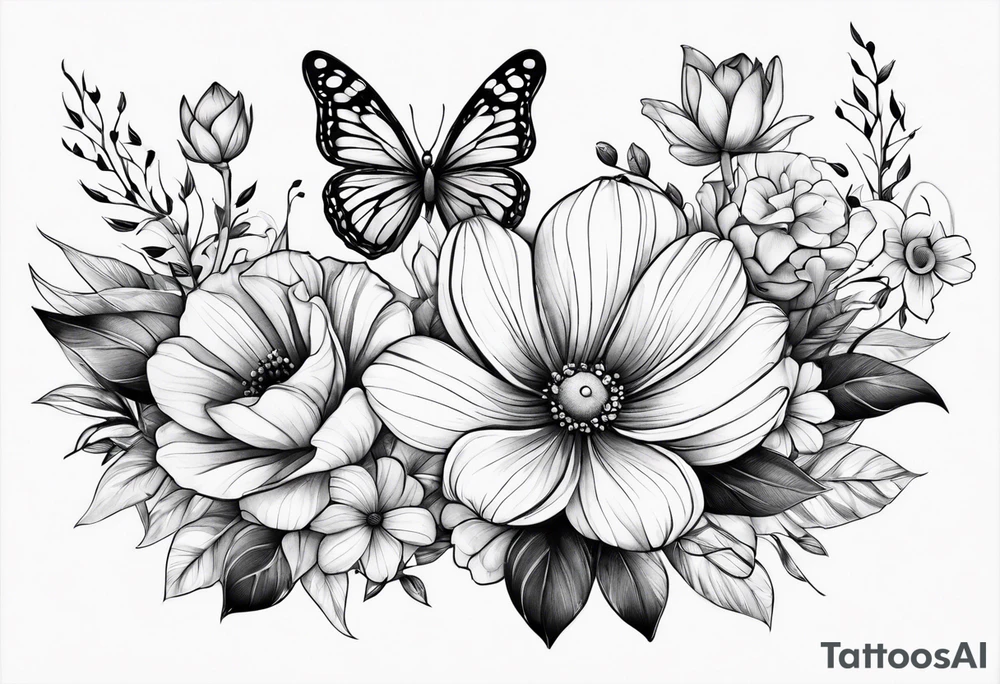 flowers butterflies from shoulder to middle of my arm tattoo idea