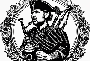 Scottish Bagpiper in  a kilt tattoo idea