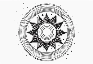 simplistic sun made of black dots tattoo idea
