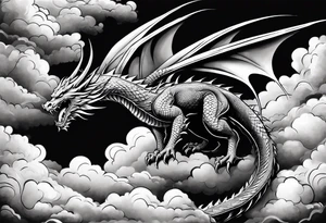 Dragon flying vertical through clouds tattoo idea