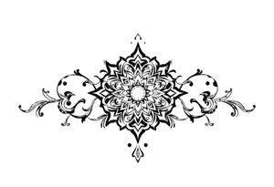 mytical shaman and mytolog style ornament with ancient rhyme tattoo idea