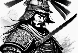 a samurai with his helmet tattoo idea
