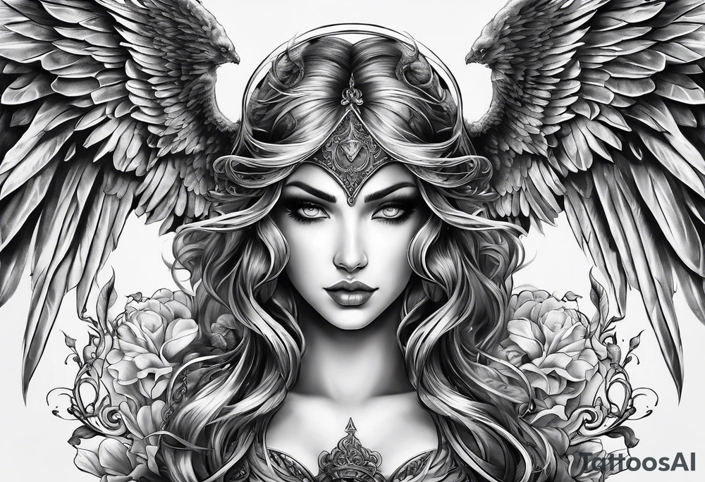 Angel and demon women tattoo idea
