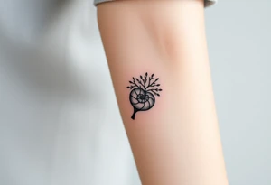 Fibonacci spiral shell inside of tree tattoo idea