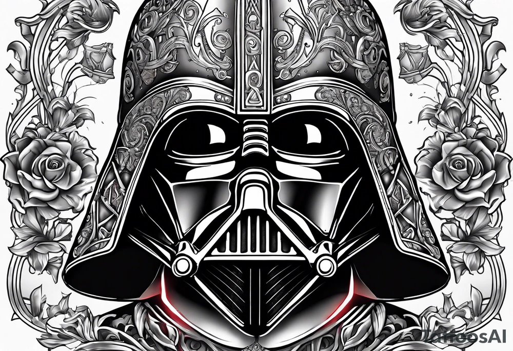 Darth Vader helmet in Roman gladiator style with skulls tattoo idea