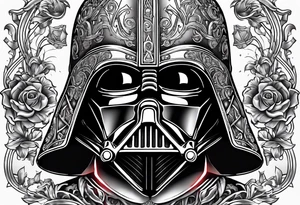 Darth Vader helmet in Roman gladiator style with skulls tattoo idea