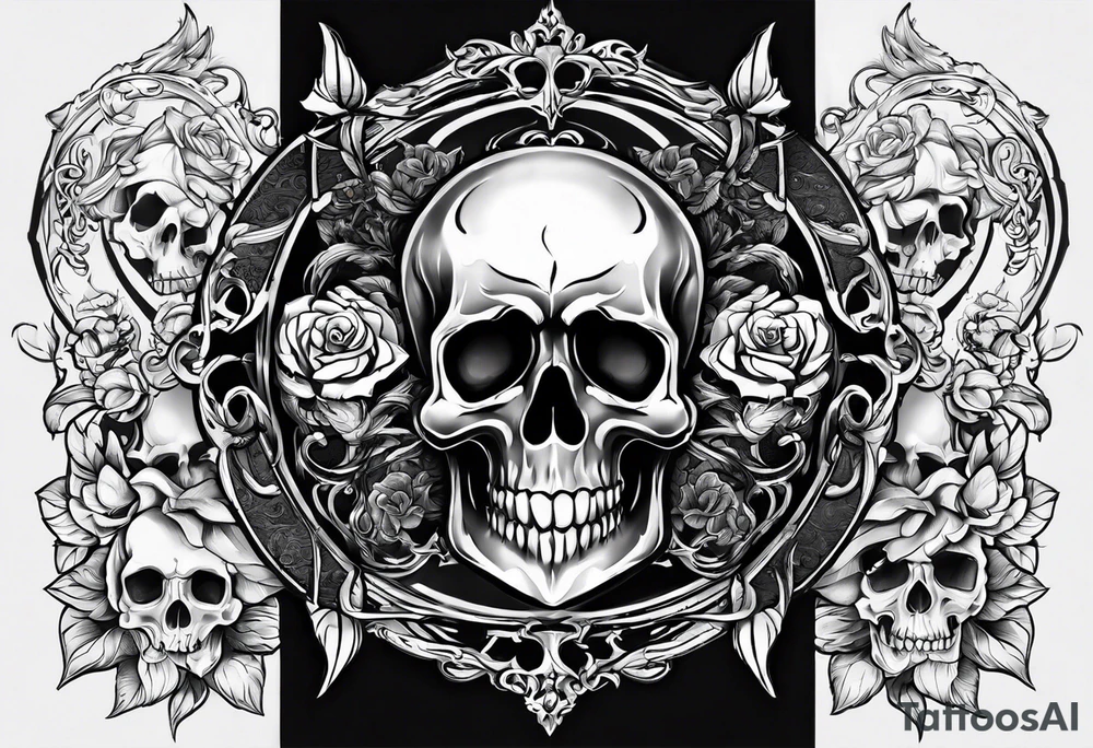 a tattoo with concept of adding buffs to luck for people who place it on their body. This tattoo will be in dark gothic and realistic art style, with Emblems presenting luck. No skulls or any dead meanings on the tattoo. tattoo idea