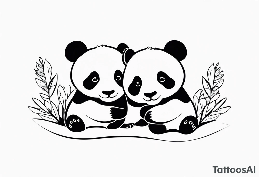 Cute pandas embracing or holding hands. tattoo idea