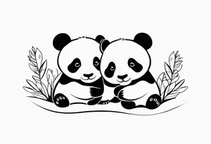 Cute pandas embracing or holding hands. tattoo idea