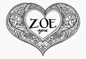 Zoe name written within a heart tattoo idea