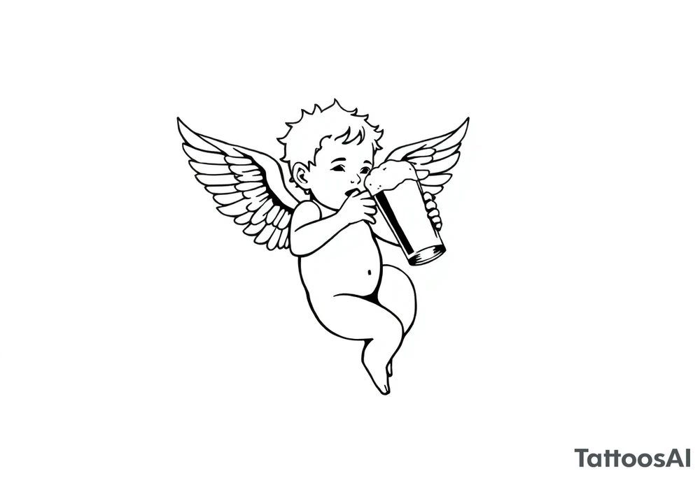 cherub with beer tattoo idea